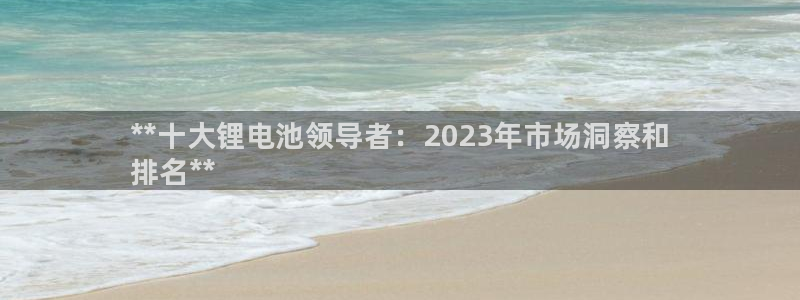 尊龙1003尊龙 - 百度：**十大锂电池领导者：2023年市场洞察和
排名**